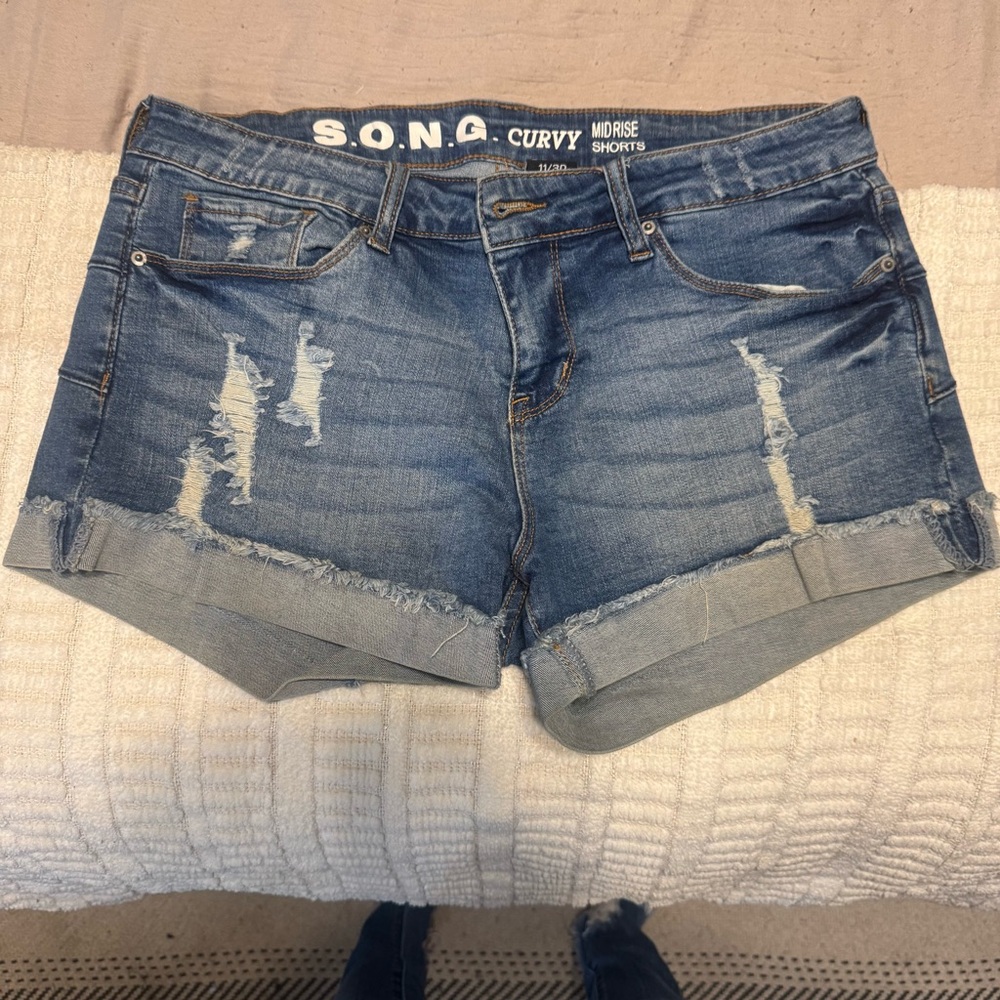 2/$40 Women's Curvy Blue Denim Shorts